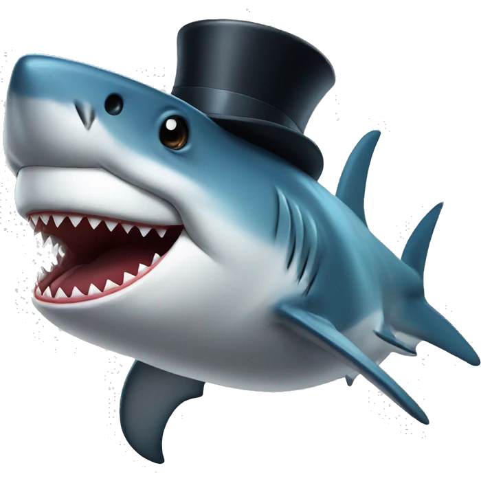 Shark with a top hat emoji