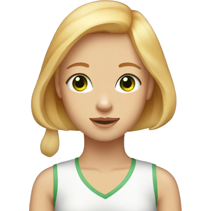 Blonde hair girl green eyes with one eyed ginger labrador emoji