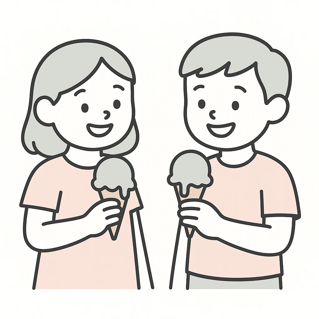 happy children with melting ice cream cones emoji