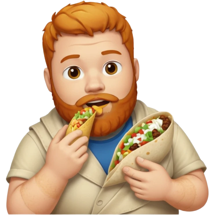 a fat ginger guy with a beard eating a burrito  emoji