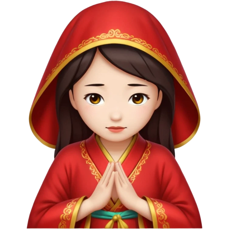Chinese lady bowing in red robe emoji