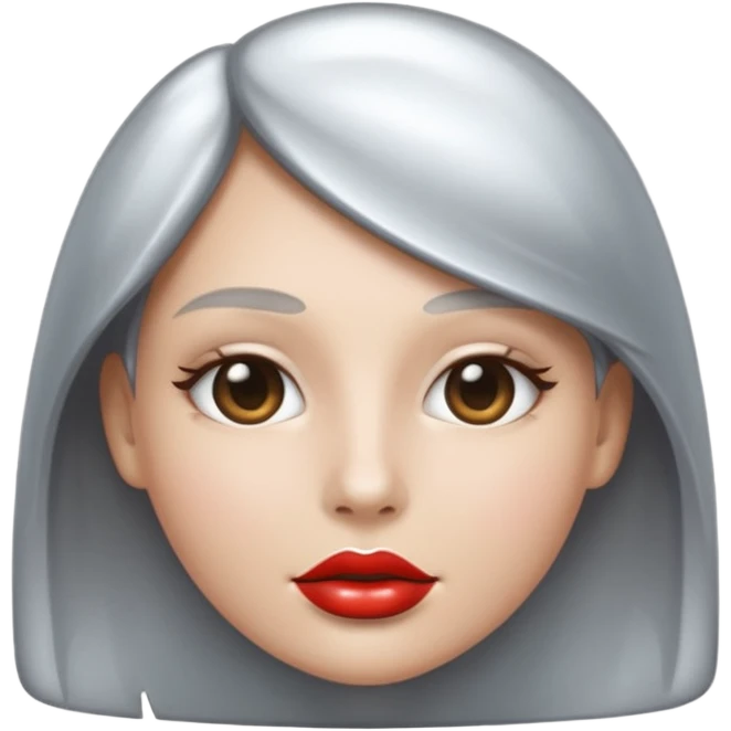 Chrome silver lips emoji, glossy metallic texture, iOS emoji style, smooth reflections, bold but minimal design, centered emoji