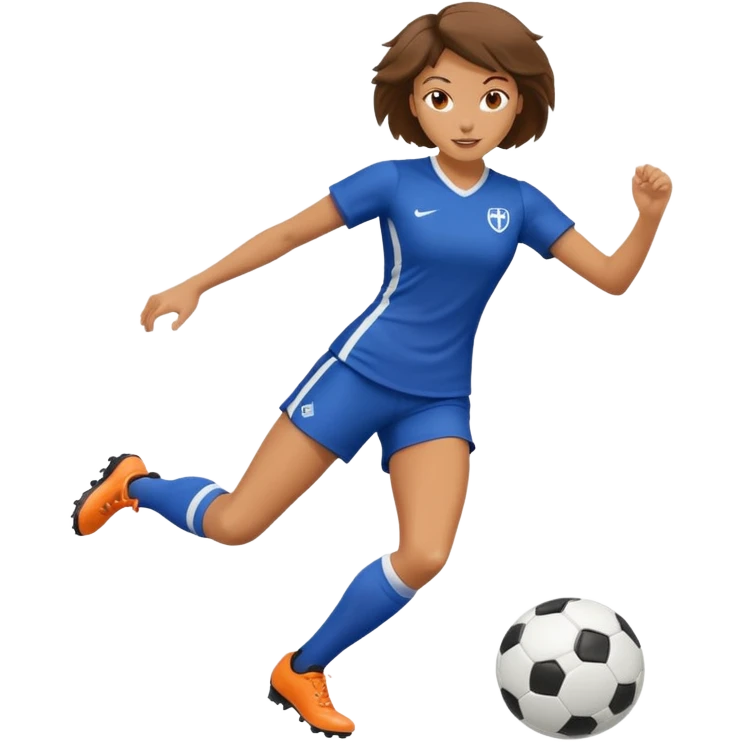 a woman kicking a soccer ball emoji