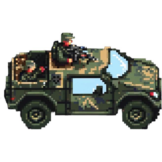 Military vehicle with soldiers emoji