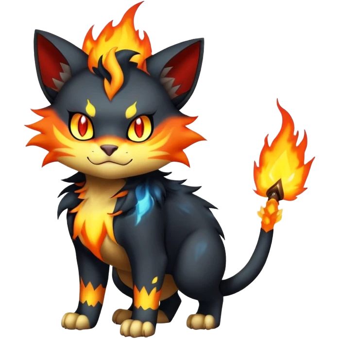 Luxray-Torracat-Pyroar-Fakémon-hybrid-creature (full body)  emoji