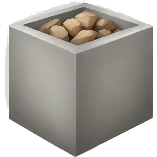 Concrete rcc box with big rock inside emoji