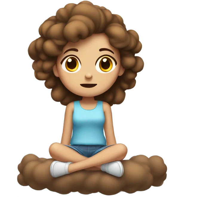 Brown haired Girl dizzy on a cloud  emoji