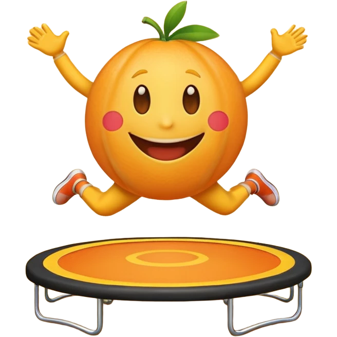 an emoji jumping on a orange trampoline emoji