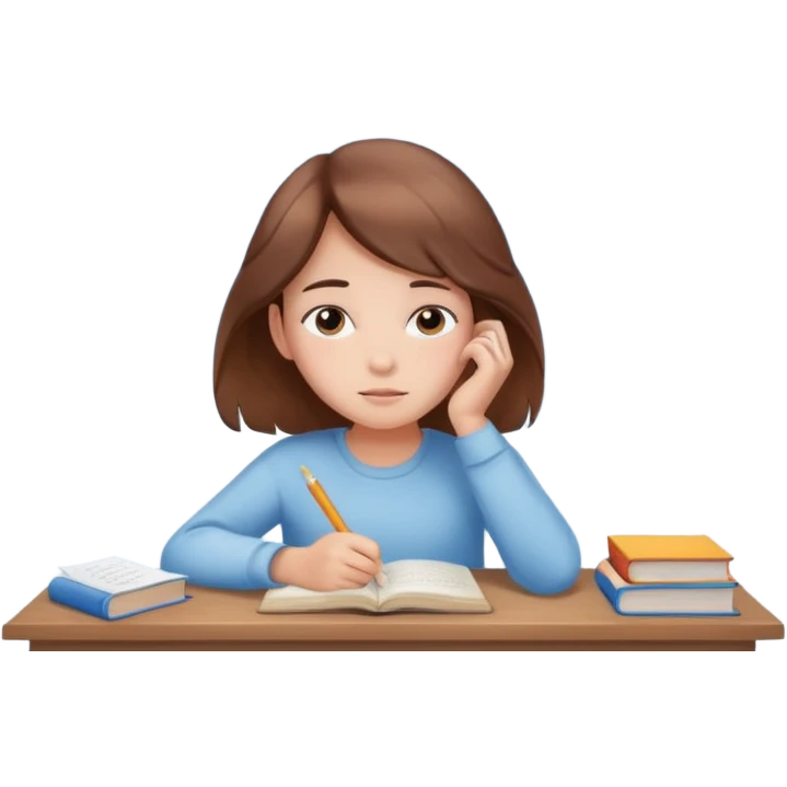 determined shy girl who is dreaming of 100%on her exam in a dream cloud   brown hair emoji