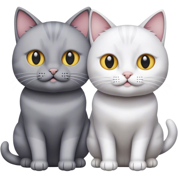 Two cats. One grey one white emoji