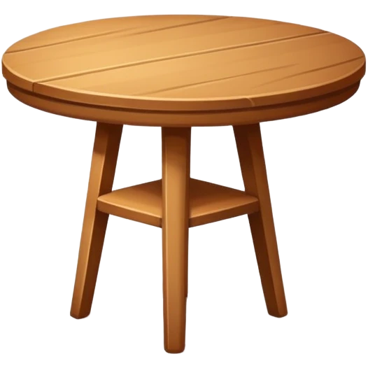 A flat-style wooden table icon viewed at a slight angle, minimal details, soft edges, subtle shading to suggest depth, the same aesthetic as the '🪑' chair emoji, no background. emoji