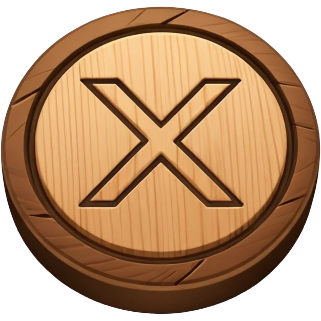 Wooden rune coin flipping emoji