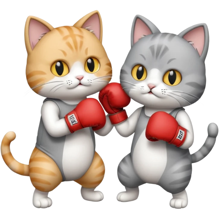 Two cats boxing emoji