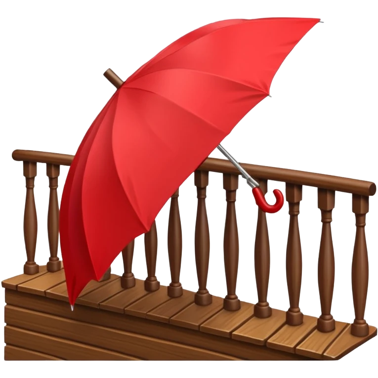 Red umbrella on stair railing emoji