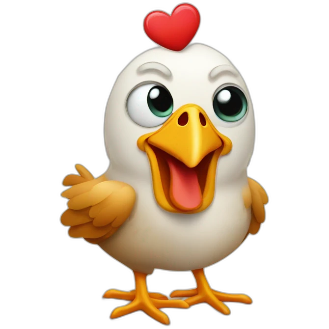 cartoon style chicken with heart eyes emoji