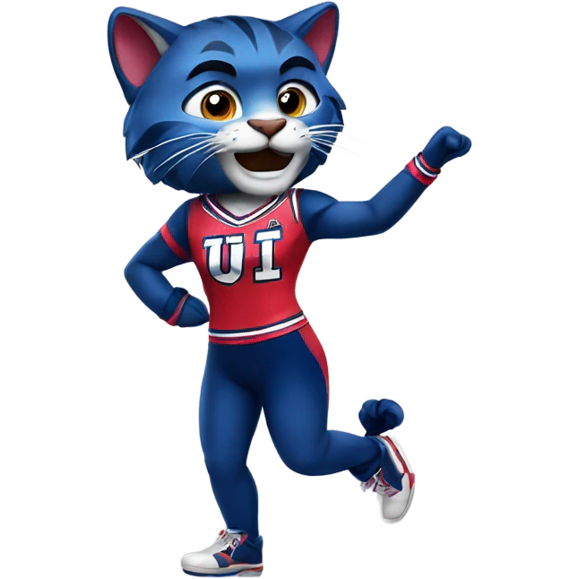U of a Wilma mascot wildcat with cheerleading outfit  emoji