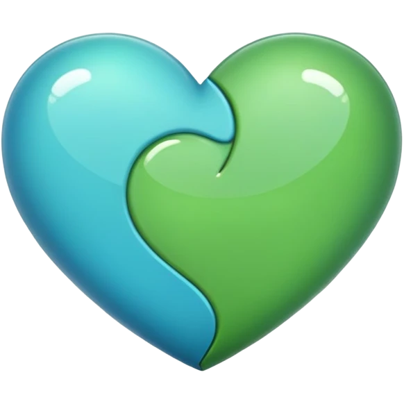 Half blue heart half green heart emoji