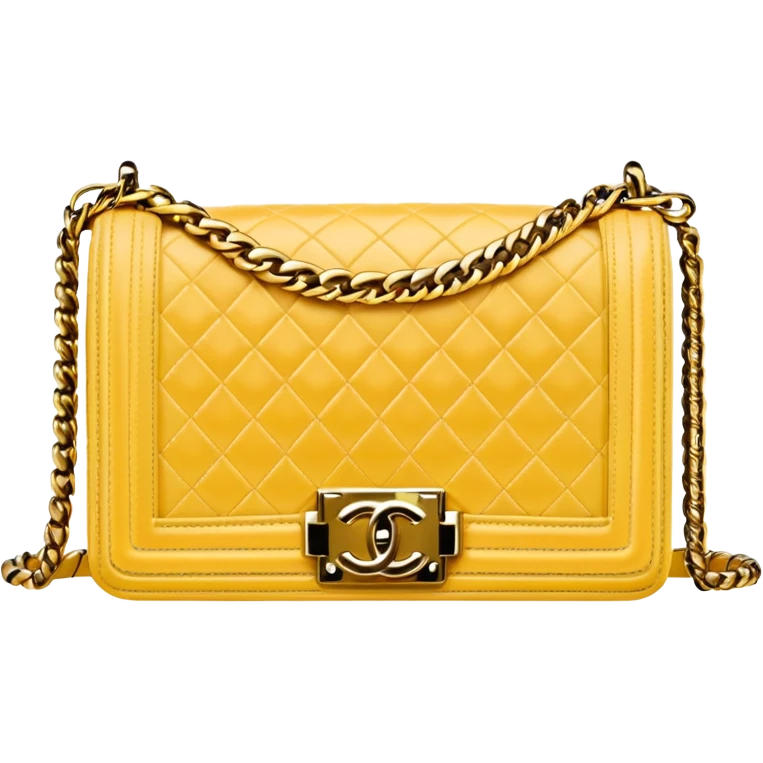light yellow chanel le boy gold chain bag emoji