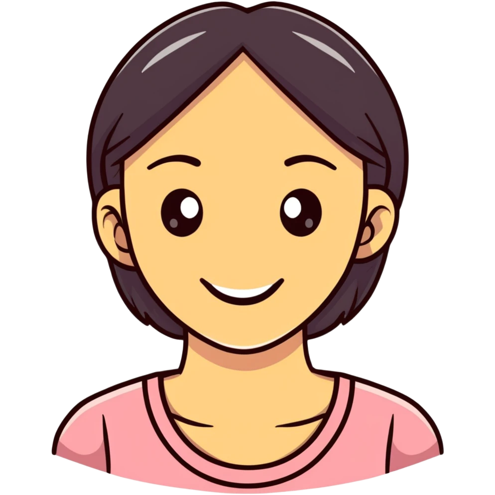 young adult woman with smile emoji