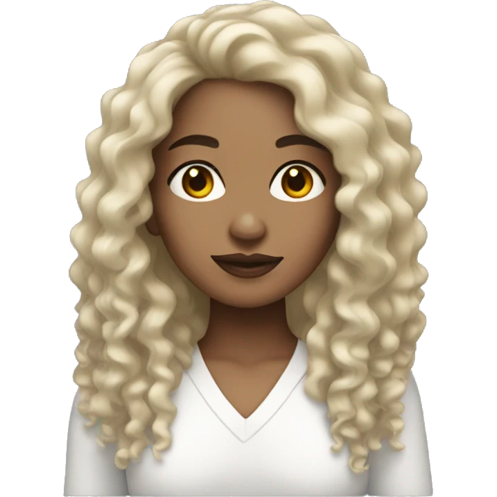 light skin woman with black long black curly hair   emoji