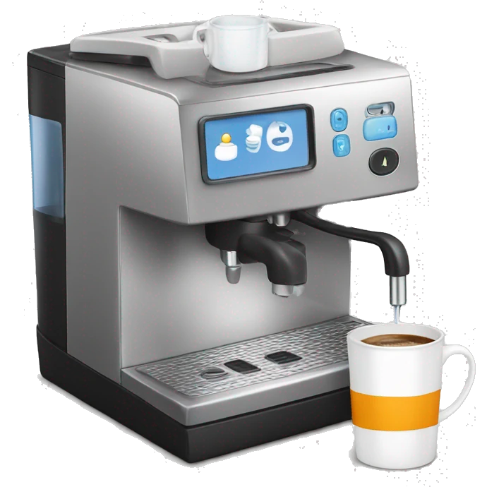 Coffee machine with a mug and a milk container emoji