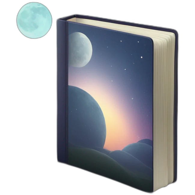 Binder with night sky and moon on cover  emoji