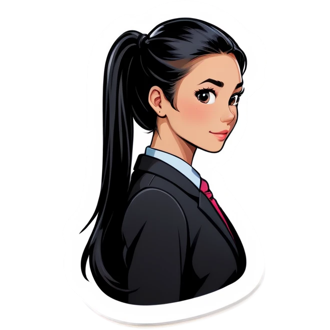 Business girl with black ponytail emoji