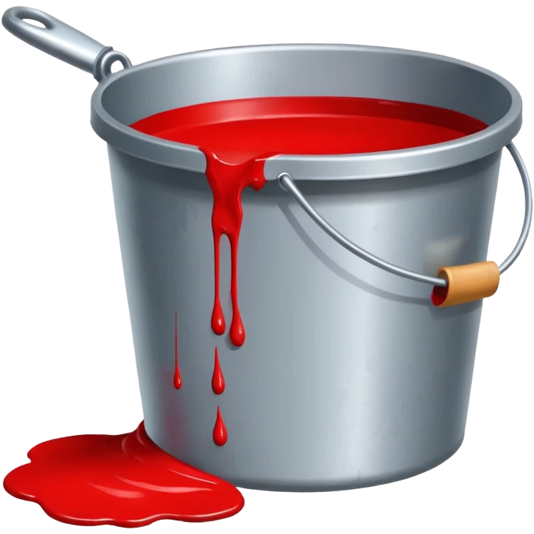 paint bucket, only bucket, spilled paint, red color emoji