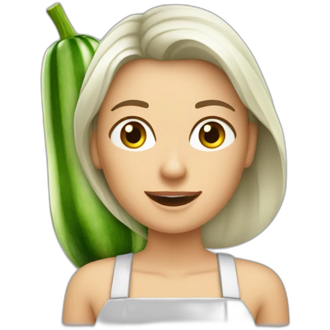 Frau beißt Zucchini mit den Wangen emoji