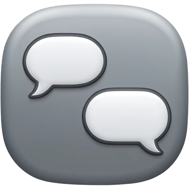 Simple grey chat bubble, messaging icon emoji