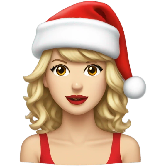taylor swift with a christmas hat emoji