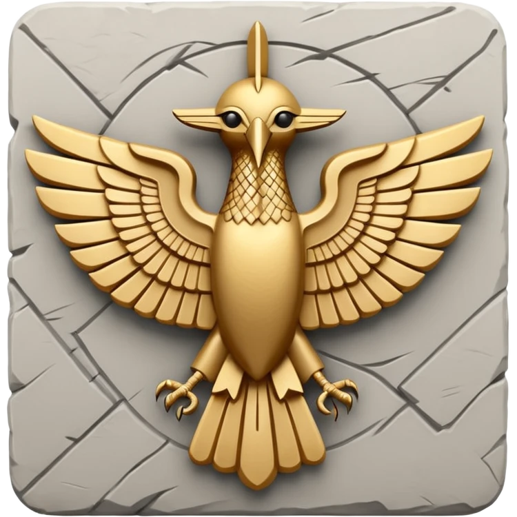 Minimal Faravahar-inspired ancient glyph,
Unicode-like pictogram similar to 𓄂𓆃,
abstract, single-symbol design,
monochrome, flat,
ancient carved sign,
no background, no text emoji