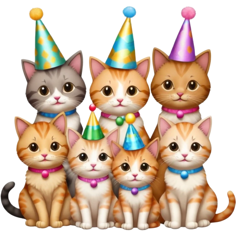 3 cats and a kitten at a birthday party emoji