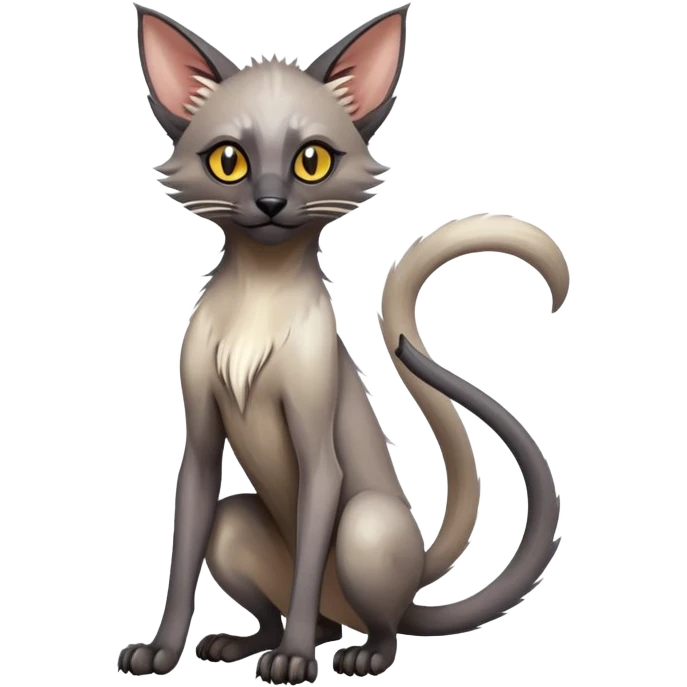 Colorful exotic tropical shiny Fantasy-Siamese-Fakémon-Lykoi-feline-hybrid (full body) emoji