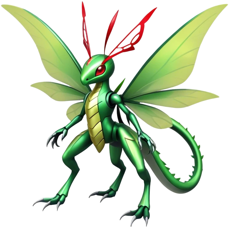  Cool Edgy Shiny Futuristic Ethereal Legendary Kartana-Digimon-Schyther-Flygon-hybrid full body with butterfly wings on back emoji