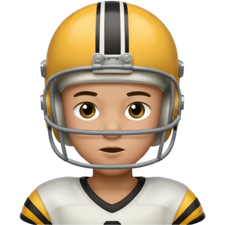 Kid with buzz in a football helmet with eyeblack emoji