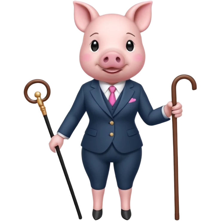 Female pig wearing a suit and carrying a cane emoji