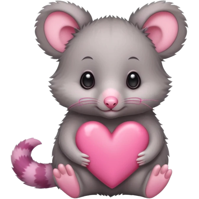 Cute baby possum with hearts emoji