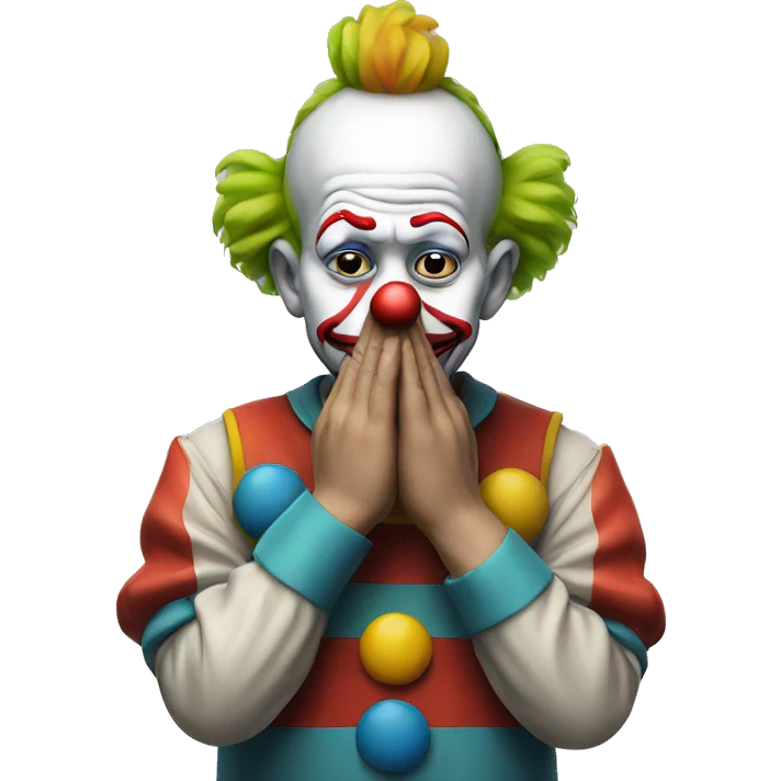 Sad clown emoji with hands praying emoji