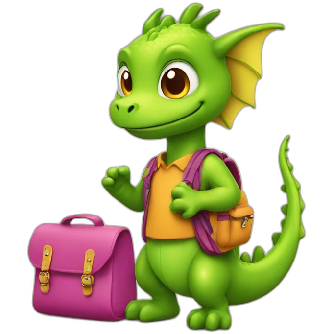 little dragon with school bag 2 emoji