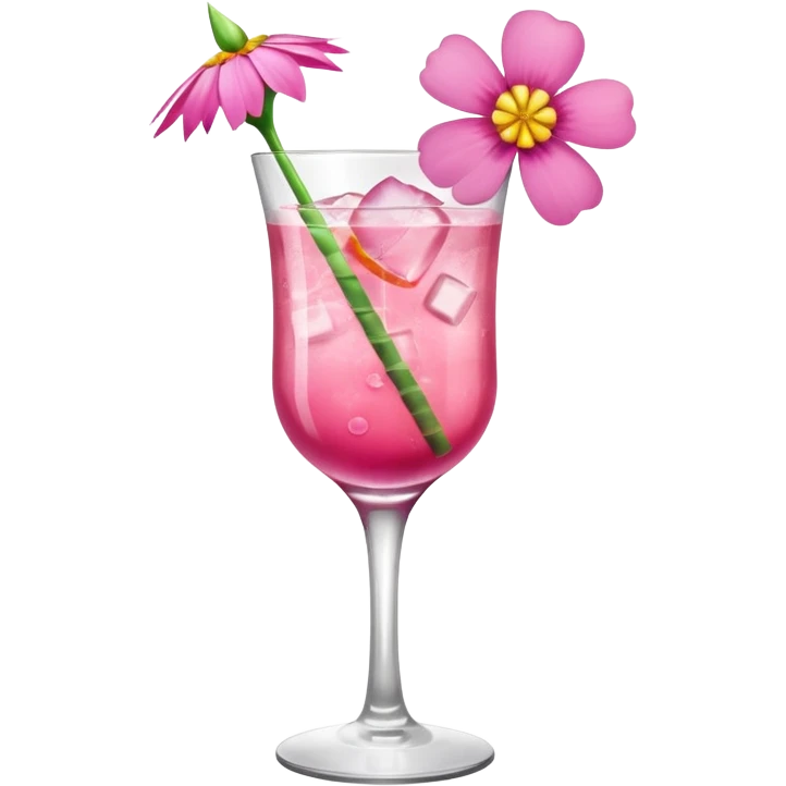 Pink Cocktail with flowers  emoji