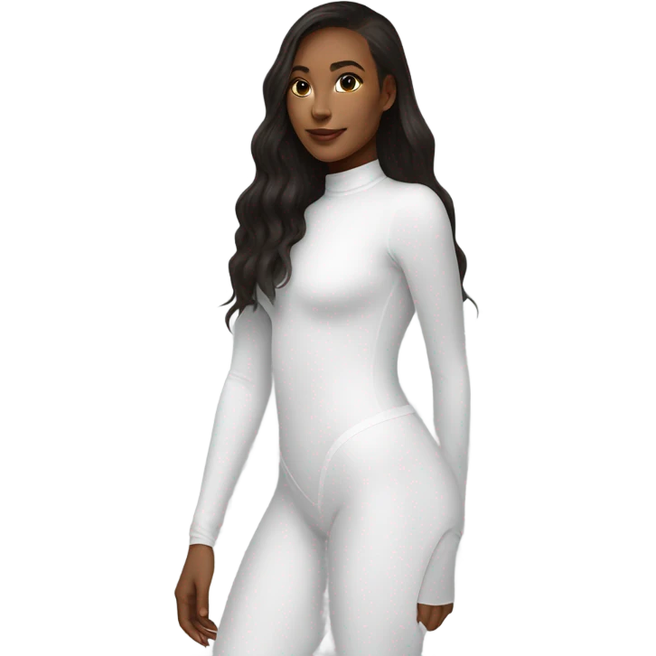 white long sleeve closed neck shapewear bodysuit emoji