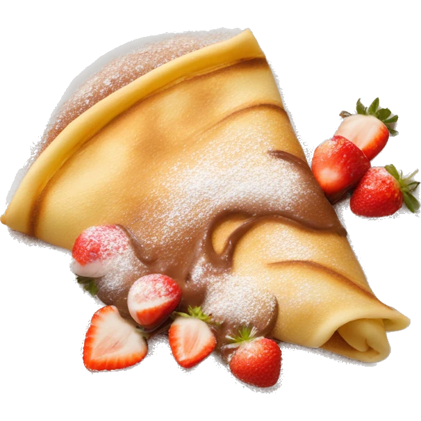 Crêpe with Nutella and strawberries with powdered sugar  emoji
