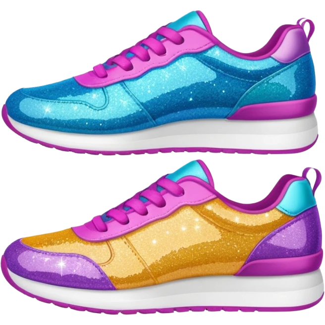 colorful glitter fabric sneakers no brand emoji