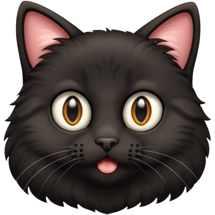 A black three-eyed cat with a surprised expression emoji