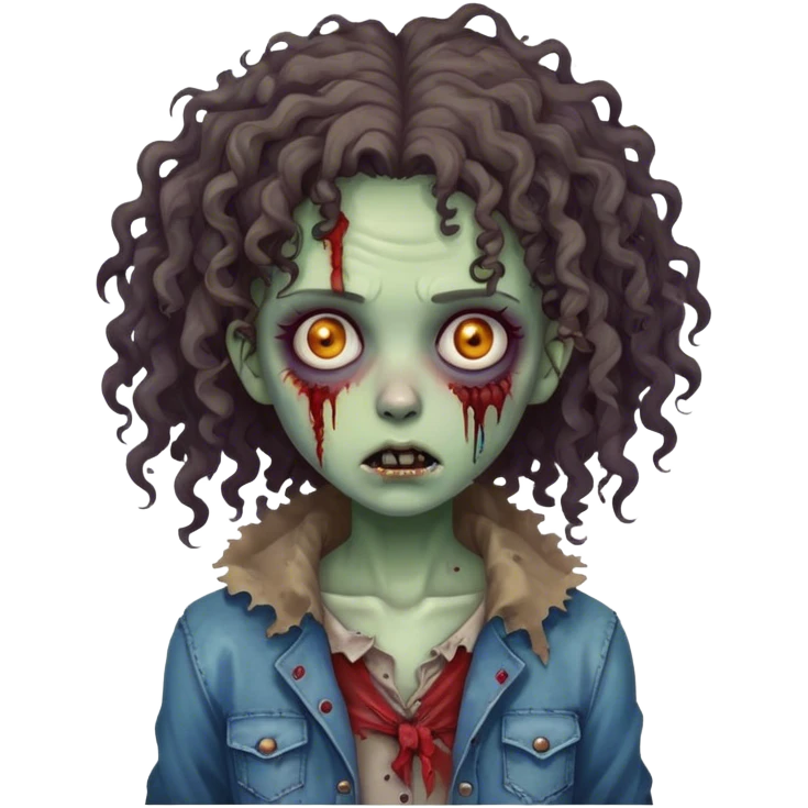 Zombie girl curly hair emoji