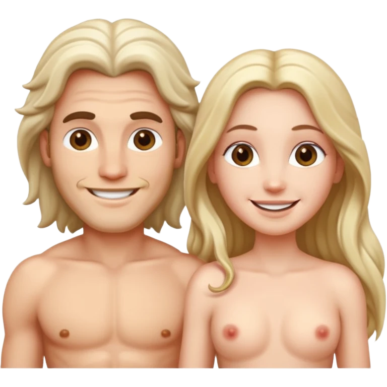happy white Adam and Eve standing next to each other emoji