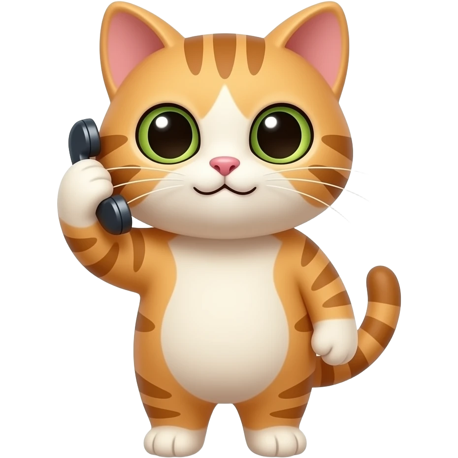Chat qui apelle  au téléphone emoji