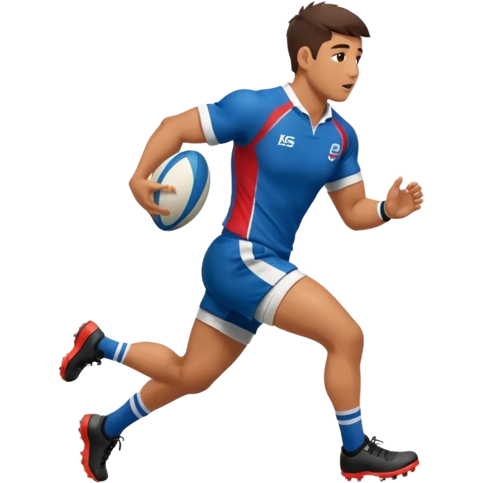Rugby player with ball running emoji