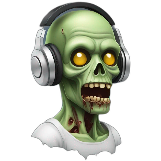 Zombie listening music in headphones  emoji